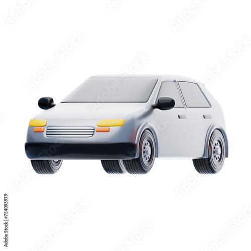 3D Hatchback Model Compact Urban Transport. 3d illustration, 3d element, 3d rendering. 3d visualization isolated on a transparent background