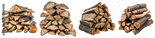 tacked firewood  Hyperrealistic Highly Detailed Isolated On Transparent Background Png File photo