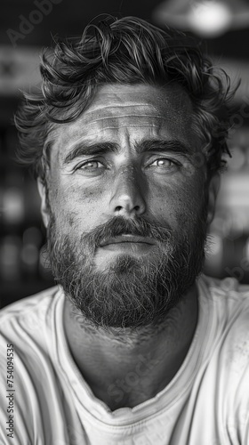Bearded Man in Black and White