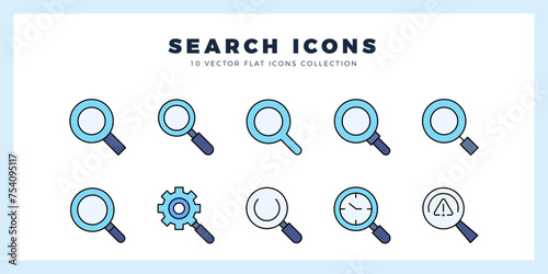 10 Search Lineal Color icon pack. vector illustration.
