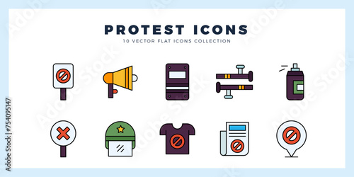 10 Protest Lineal Color icon pack. vector illustration.
