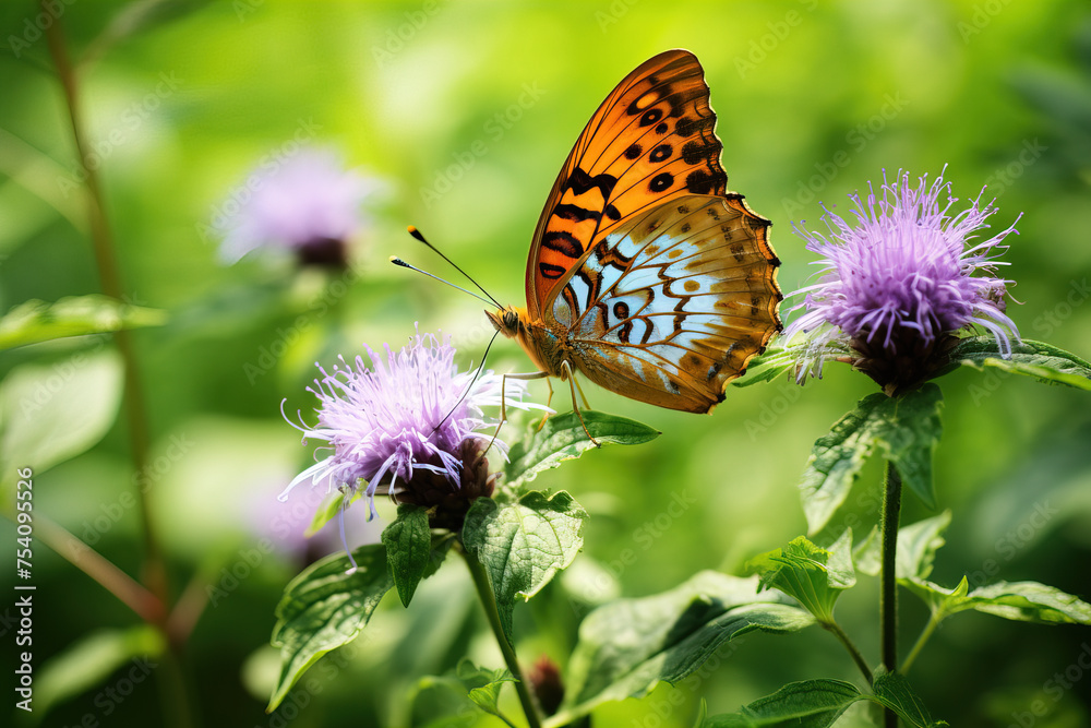 Naklejka premium butterfly on flower.