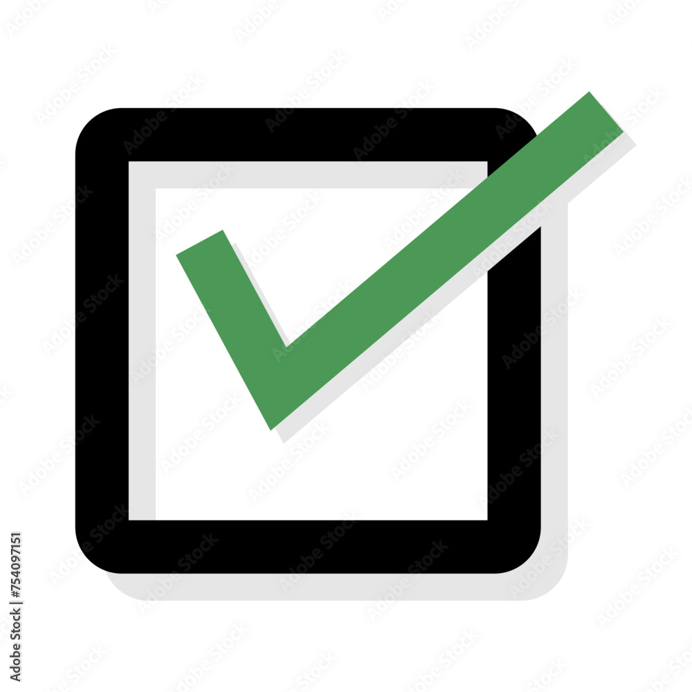 Green light shaded checkbox icon. Vector. Green light shaded checkbox icon. Vector.