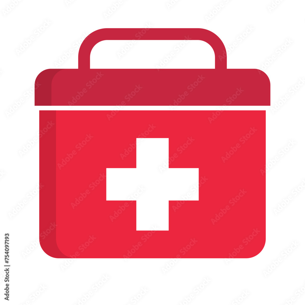 Red first aid kit icon. Medical bag icon. Vector. Red first aid kit icon. Medical bag icon. Vector.