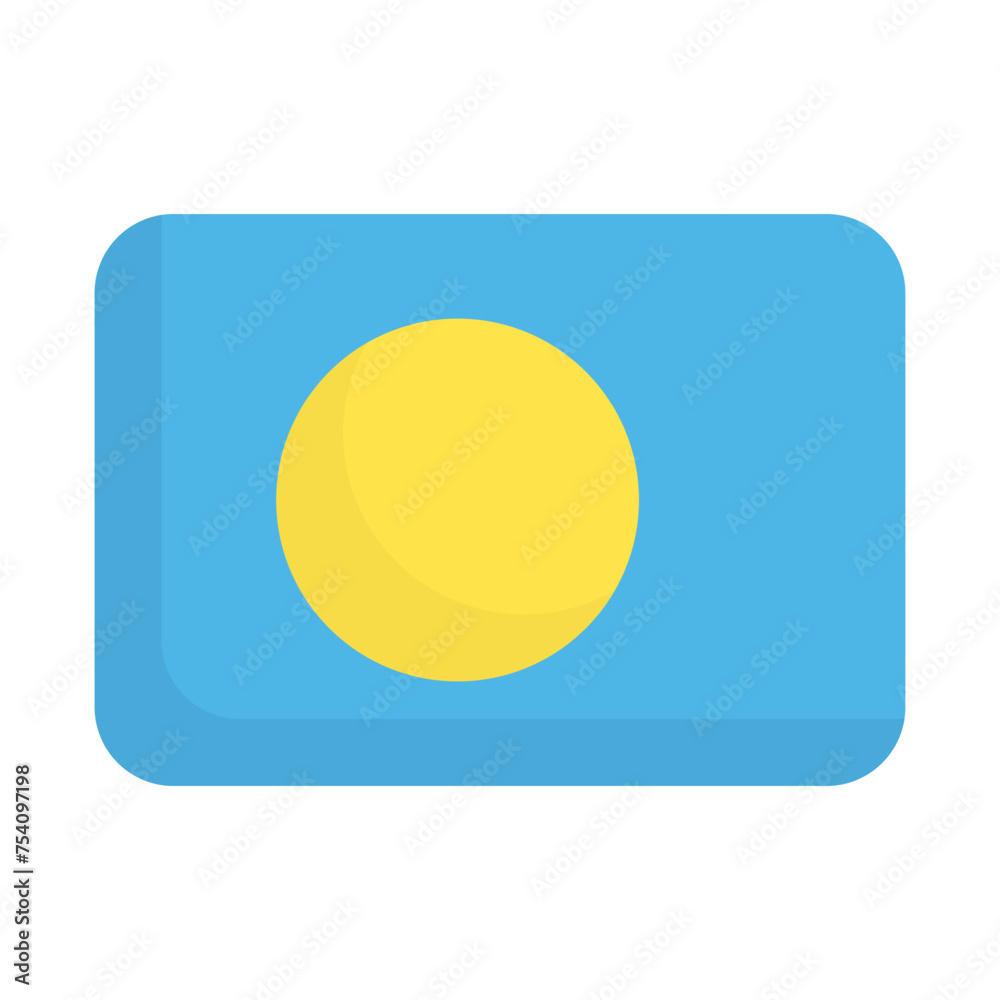 Flat design Palau flag icon. Vector.