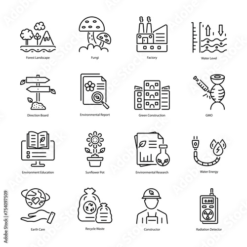 Collection of Linear Style Eco Technology Icons 


