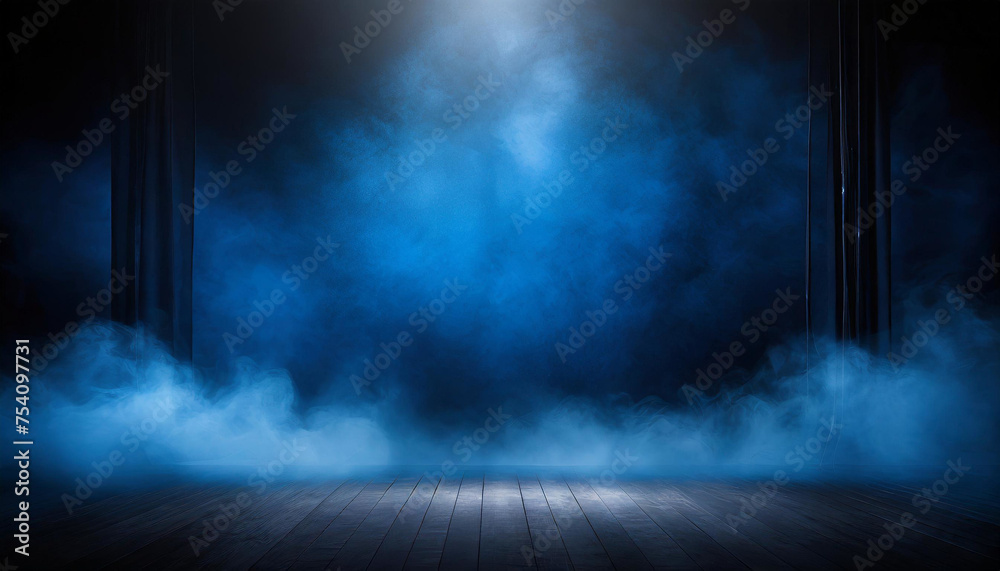 Mysterious Majesty: The Dark Stage Veiled in Smoky Dark Blue Tones