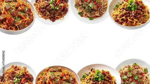 noodle on white background spageti animated food video title opening with pop up noodle motion graphic photo