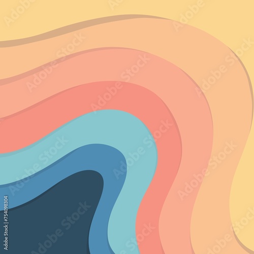 colorful paper cut background with pastel colors waves layers