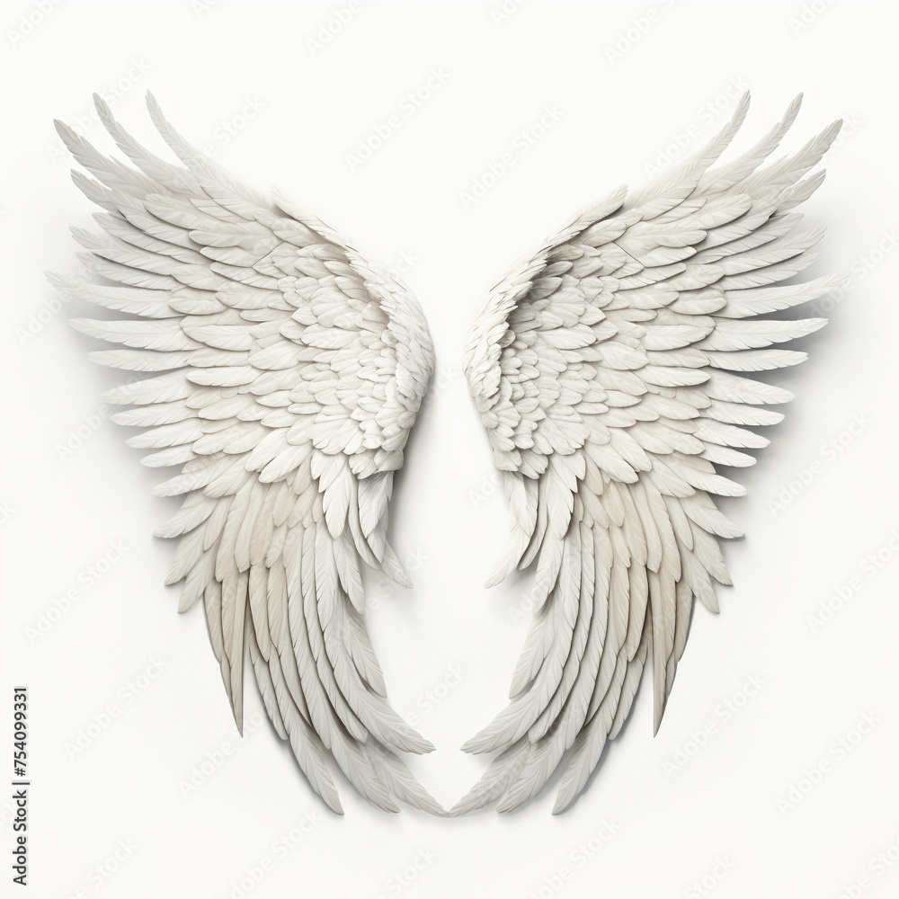 Obraz premium White Angel wings isolated on white background