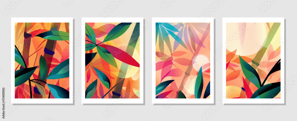 Tropical Leaf Vector Backgrounds. Perfect for Wall Décor, Postcards, and Brochure Covers.