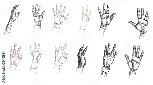 Hand-drawn sketch of science fiction hand sign.