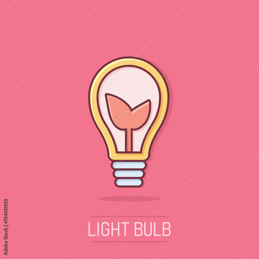 Light bulb icon in comic style. Lightbulb cartoon vector illustration on isolated background. Energy lamp splash effect sign business concept. Light bulb icon in comic style. Lightbulb cartoon vector illustration on isolated background. Energy lamp splash effect sign business concept.