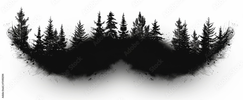 Trees and Mustache in Black and White Trees and Mustache in Black and White
