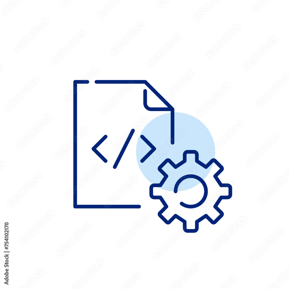 Web development tools. Settings HTML code. Pixel perfect, editable stroke icon Web development tools. Settings HTML code. Pixel perfect, editable stroke icon