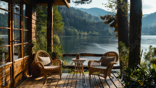 Nature’s Nook: A Veranda View of Spring Mornings by the Lake