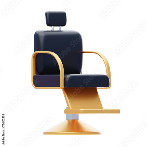 3D Salon Chair Comfortable Glam. 3d illustration, 3d element, 3d rendering. 3d visualization isolated on a transparent background