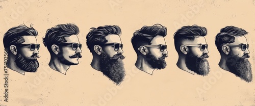 Line of Mens Hairs and Beards