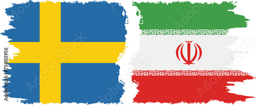 Iran and Sweden grunge flags connection vector
