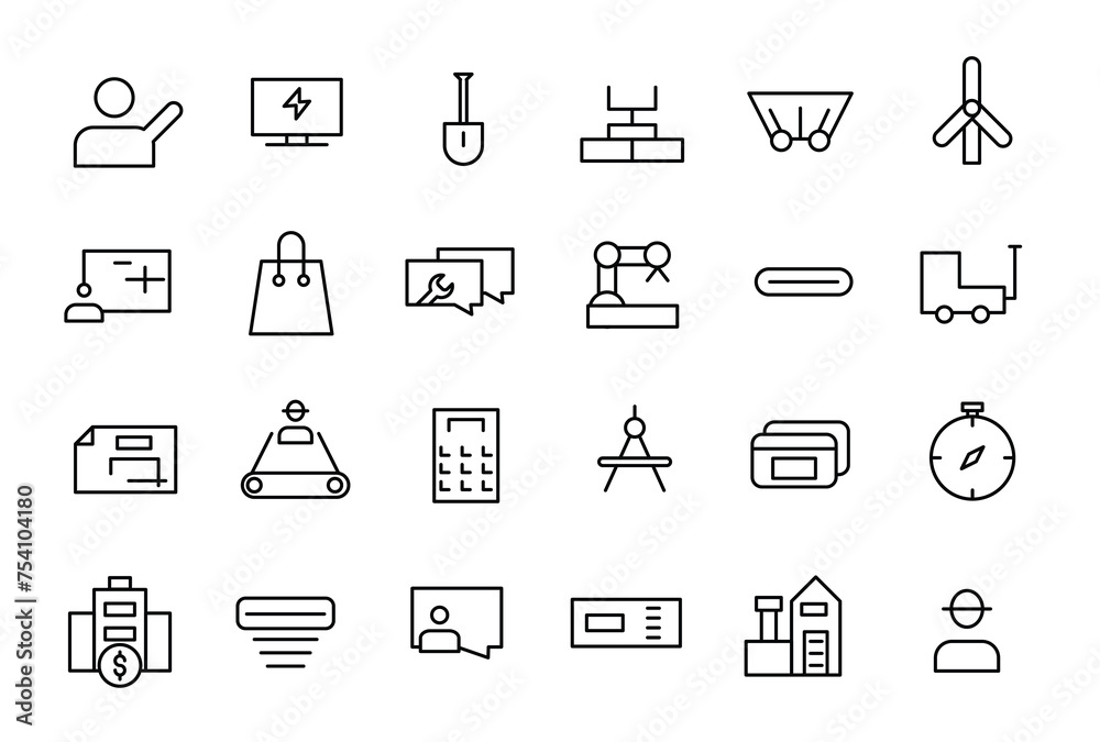 Fototapeta premium Industry and Environment Icon set. Contains such Icons as Hydroelectric Power Station, Solar Cells, Fossil Fuels and more.