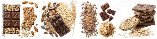 wholegrain with rolled oats and chocolate  Hyperrealistic Highly Detailed Isolated On Transparent Background Png File photo