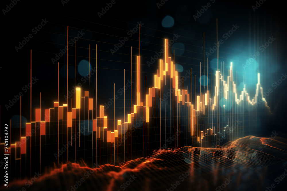 Graphs representing ups and downs, Financial market, stock market concept, Market trend