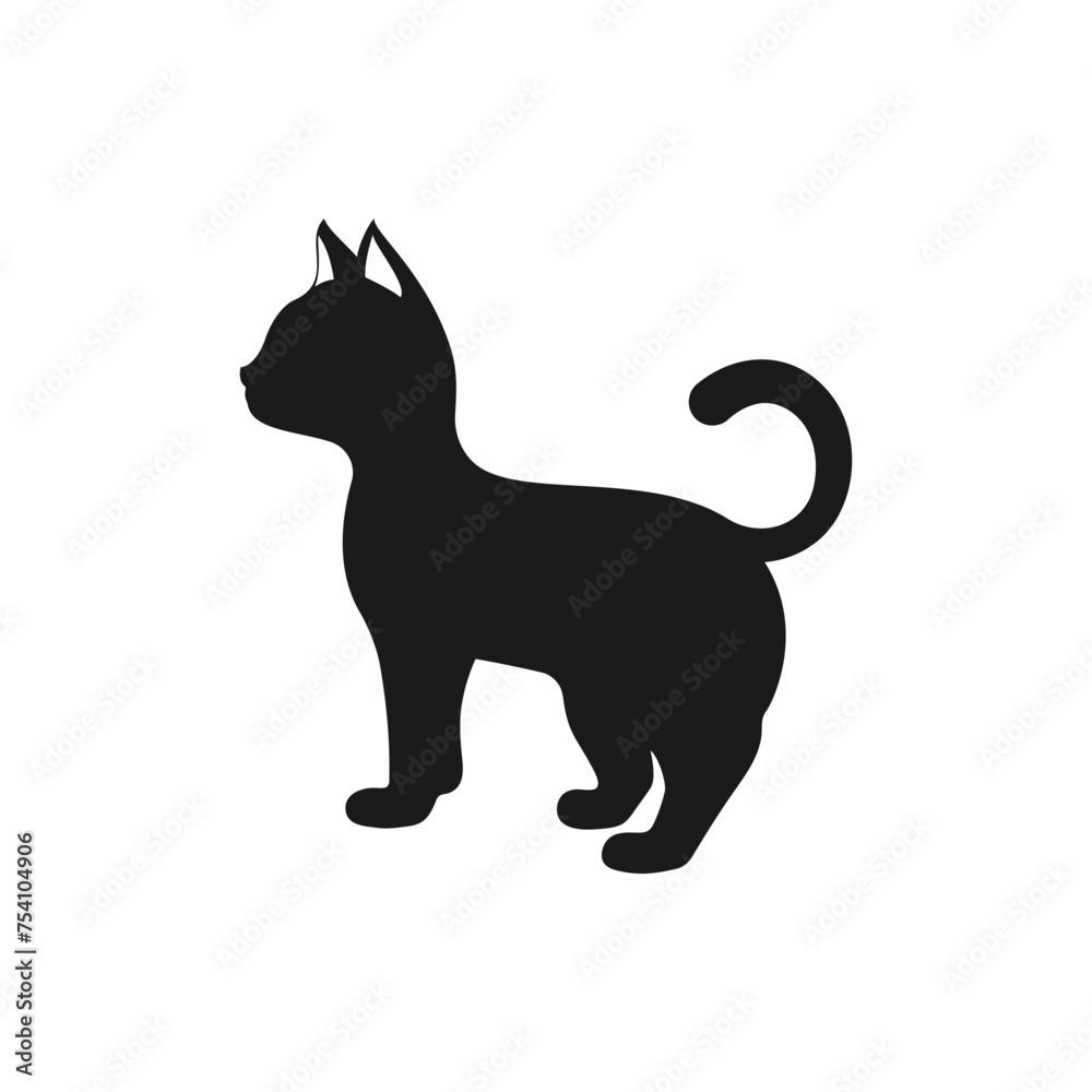 Cat, kitten icon flat style isolated on white background. Vector illustration