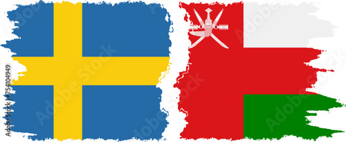 Oman and Sweden grunge flags connection vector