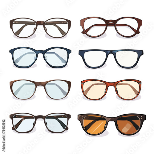 A collection of different types of glasses. Vector clipart.