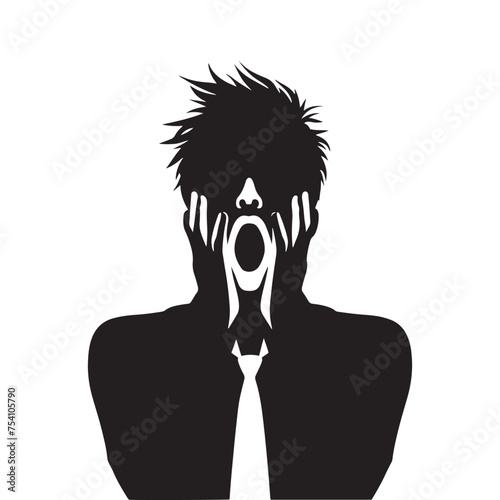 A Universal Emotion Captured: Embrace the Universality of a Shocked Expression Silhouette - A Flexible Figure Element. Shocked Expression Illustration - Shocked Vector - Shocked Person Silhouette
