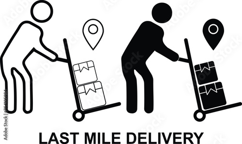Last Mile Delivery B/W icon set. Editable Set of Delivery and Logistics web icons in line & fill style. High quality business icon set of Logistics