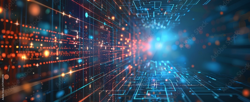 Obraz premium symmetric square digital network background. technology concept. generative AI