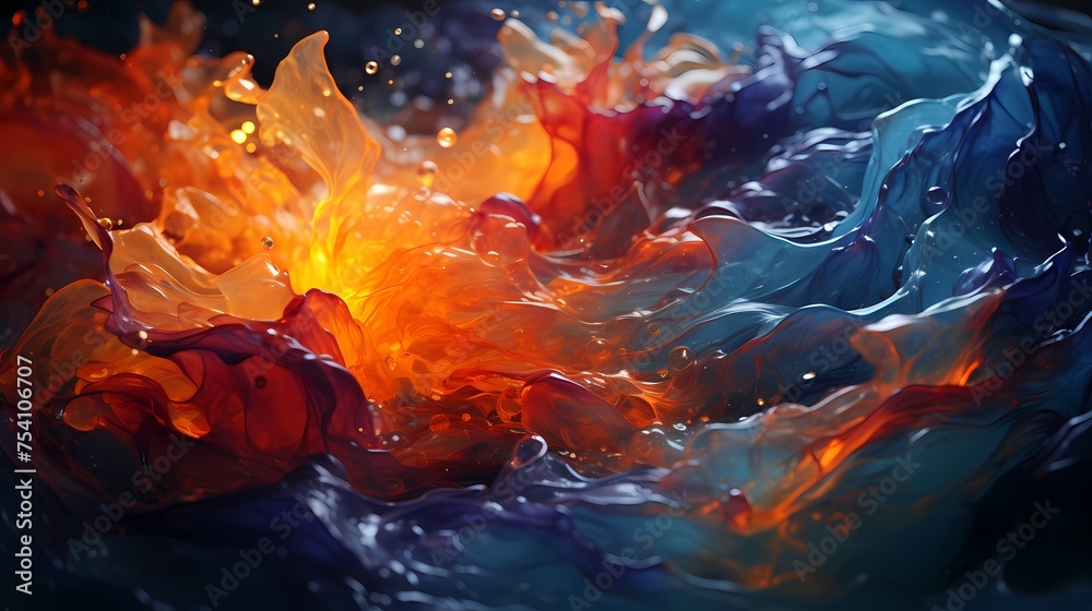 Liquid silver and cosmic blue liquids in a powerful collision, crafting a visually intense and abstract scene captured in HD detail Liquid silver and cosmic blue liquids in a powerful collision, crafting a visually intense and abstract scene captured in HD detail