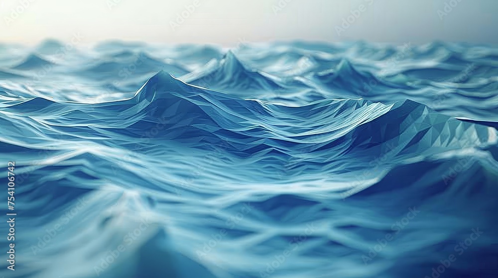 A tranquil low poly background that mirrors the calmness of a geometric ocean A tranquil low poly background that mirrors the calmness of a geometric ocean