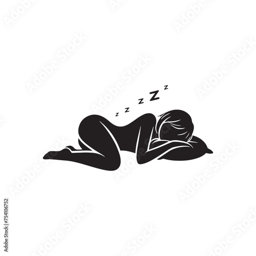 A Longing for Rest: The Sleepy Expression Silhouette Embodies the Need for Rejuvenation and Sleep. Sleepy Expression Illustration - Sleepy Vector - Sleepy Person Silhouette