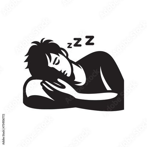 Beyond the Physical Form: The Sleepy Expression Silhouette Represents a Universal Desire for Slumber. Sleepy Expression Illustration - Sleepy Vector - Sleepy Person Silhouette