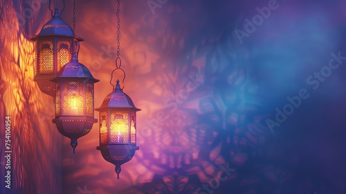 Eid mubarak cards: celebrating eid-ul-adha with arabic ramadan lanterns – islamic holiday festivities and cultural decorations

 photo