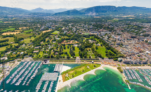 Geneva, Switzerland. Panorama of the city in summer. Aerial view photo