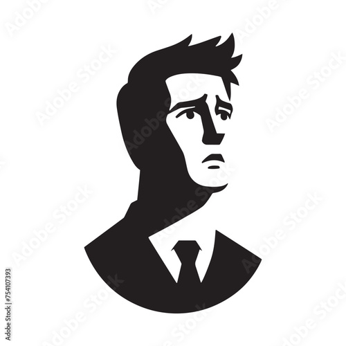 A Troubled State Defined: The Worried Expression Silhouette Captures the Internal Struggle with Anxiety. Worried Expression Illustration - Worried Vector - Worried Person Silhouette