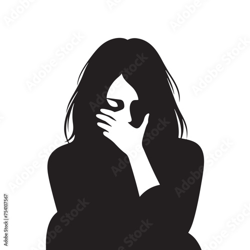 Beyond the Physical Form: The Worried Expression Silhouette Represents a State of Unease and Anxiety. Worried Expression Illustration - Worried Vector - Worried Person Silhouette