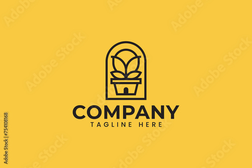 sun flower pot store home logo design for florist and floral company business
