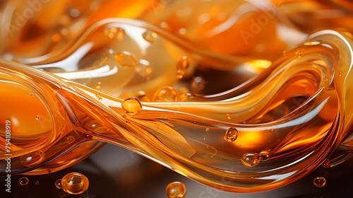Liquid gold and radiant orange liquids explosively merging, creating a visually striking and abstract composition captured in high definition