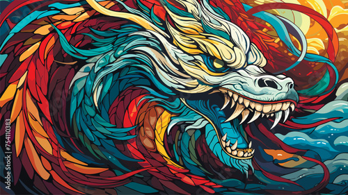 Abstract beautiful colored Dragon vector patterns. Seamless Dragon pattern background. © serdjo13