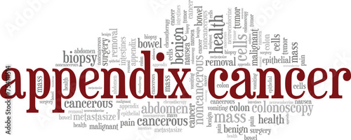Appendix Cancer word cloud conceptual design isolated on white background.