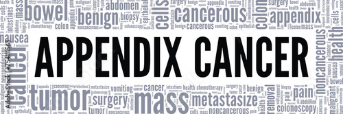 Appendix Cancer word cloud conceptual design isolated on white background.