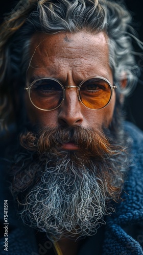 Man With Long Beard and Glasses