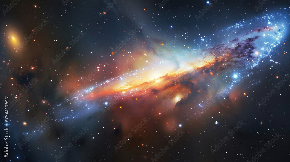 A vibrant image of a galaxy adorned with stars and cosmic dust.