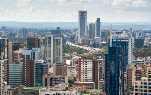 Skyline of Central business district and Uhuru Park, Nairobi, Kenya © espiegle