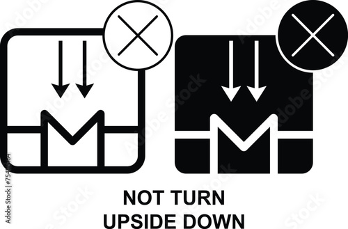 Not turn upside down B/W icon set. Editable Set of Delivery and Logistics web icons in line & fill style. High quality business icon set of Logistics