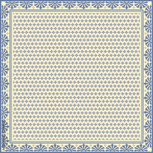 Hijab scarf flower abstract pattern.Ethnic geometric ornament with frame motif border hijab pattern.Design for fabric,print,scarves,shawl,kerchief,bandana,clothing,pareo,pillows,tablecloth,decoration.
